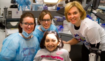dental students with a patient.