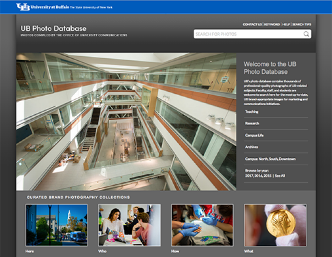 Screen shot of UB's photo database website, showing photos available. 