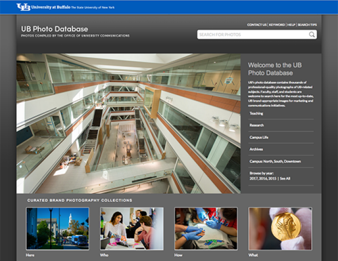Screen shot of UB's photo database website, showing photos available.