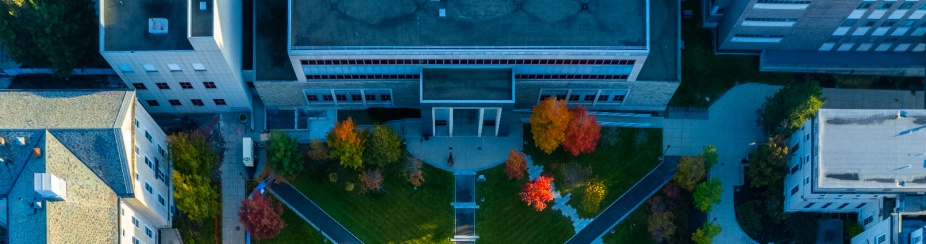 Aerial view of the Harriman Quad. 