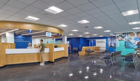 School of Dental Medicine Welcome Center lobby. 