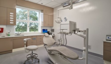 Implant Center Patient Chair in front of a window. 