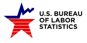 US Bureau of Labor Statistics Logo. It has a star and is red, blue, and black. 