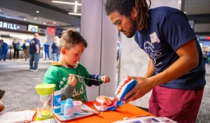 dental students working on mannequins in pre clinic simulation lab. 