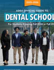 ADEA Dental Guide Image showing a dental graduate hugging a professor. 