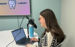 Current DDS student recording a podcast episode. 