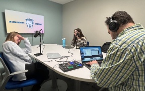 Current DDS students recording a podcast episode. 