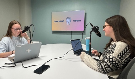 Current DDS students recording a podcast episode. 