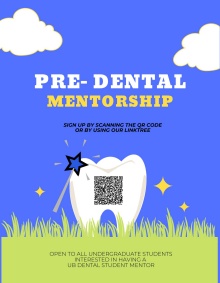 Pre-Dental Mentor program flyer with QR code. 