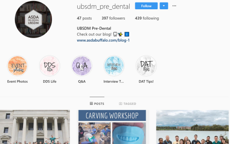 * image of the ASDA Pre-Dental Instagram home page. 