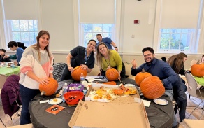 students and families at Halloween event. 