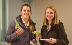 2 students enjoying a study break. 