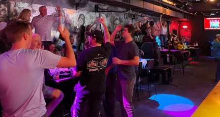 * an image of the inside of Rec Room Club on a busy evening.