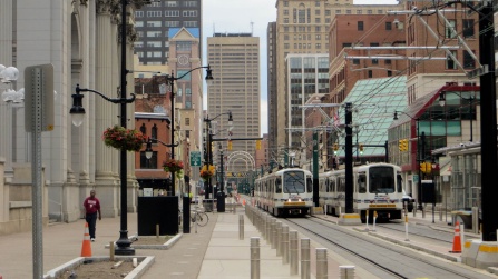 * an image of the Buffalo Metro Rail. 