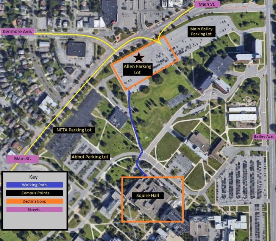 Satellite image of South Campus with annotations.