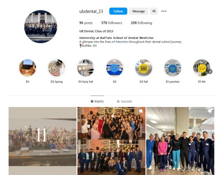 UB Dental's 2023 Instagram Page. 
