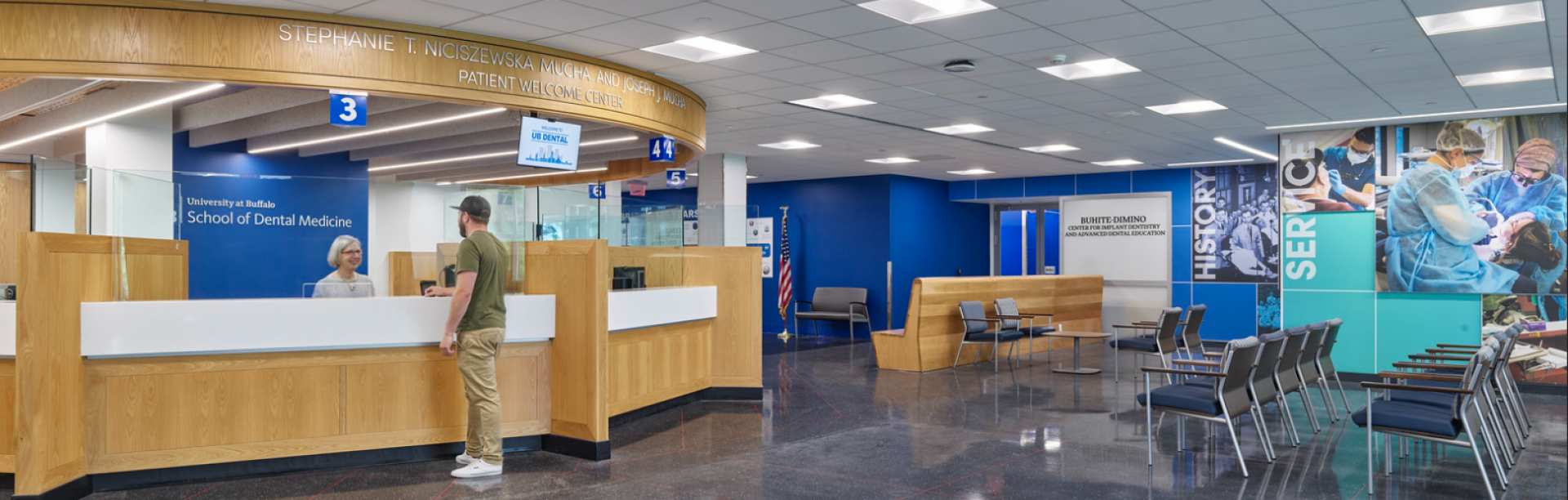 A view of the UB Dental clinic waiting area. 