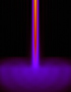 Electrical current being squeezed through a gallium arsenide crystal. 