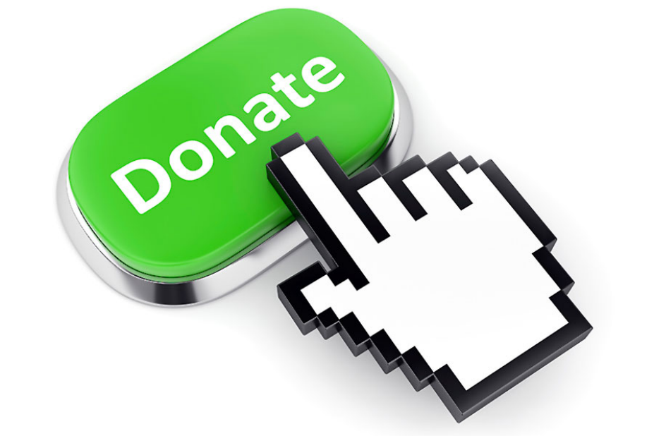 Finger clicking on a "donate" button. 