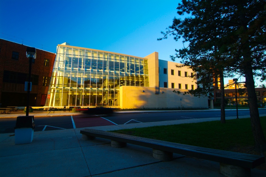 Exterior view of the Alfiero Center. 