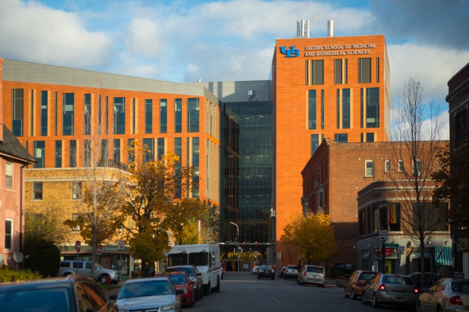 Exterior of Jacobs School of Medicine and Biomedical Sciences. 