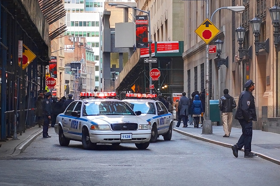 NYPD officers on a New York City street.