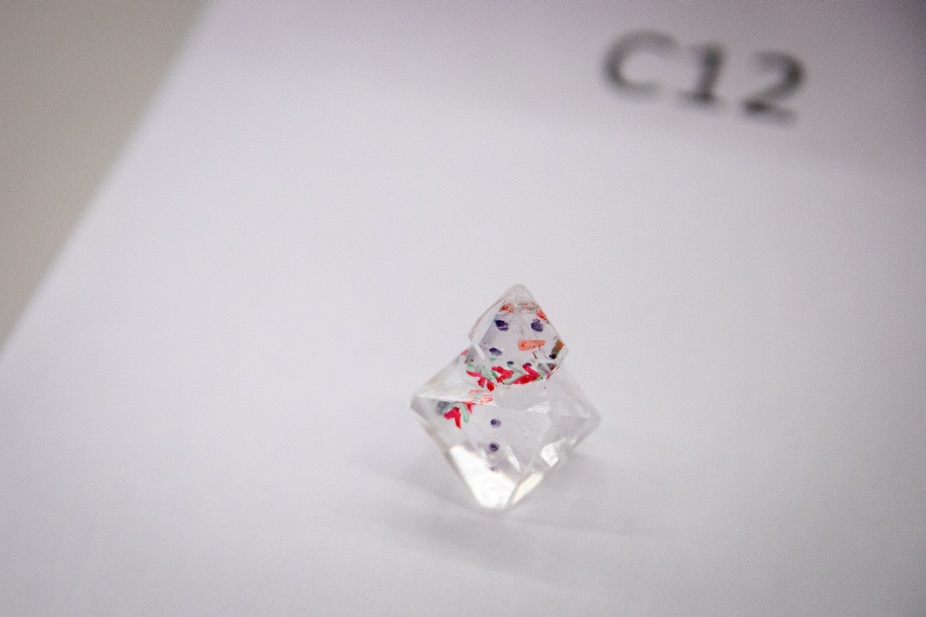 Zoom image: The first-place winner in the &ldquo;cool crystal&rdquo; category in the 2020 U.S. Crystal Growing Competition. This snowperson crystal was submitted by a team from Lyme-Old Lyme High School in Connecticut. Credit: Meredith Forrest Kulwicki / University at Buffalo 