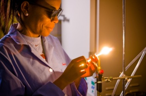 Zoom image: Luisa Whittaker-Brooks, pictured years ago when she was a PhD student at UB. Whittaker-Brooks is now an associate professor of chemistry at the University of Utah. Credit: Douglas Levere / University at Buffalo 